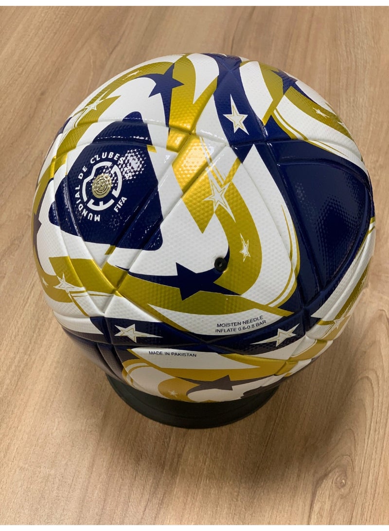 فيفا كرة قدم مغلفة 2025 - تصميم "مونديال دي كلوبيس فيفا" - مقاس 5 - كرة مباراة بيضاء/ذهبية/زرقاء داكنة [غير منفوخة] - Image 2